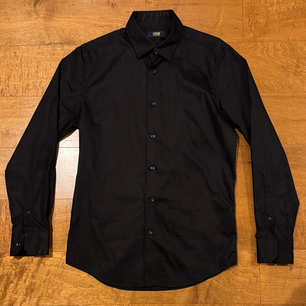 Cavalli Class Elegant Black Dress Shirt